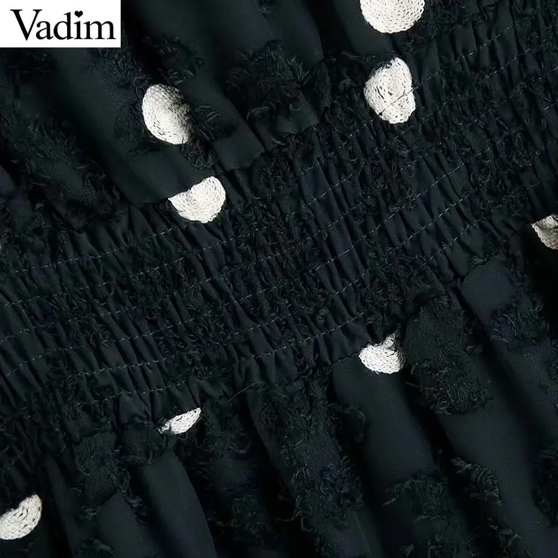 Женское элегантное платье vadim офисная одежда миди с длинным рукавом в горошек