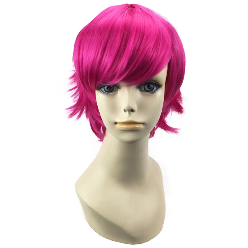 Мужской короткий парик для косплея костюма синтетические волосы черные белые