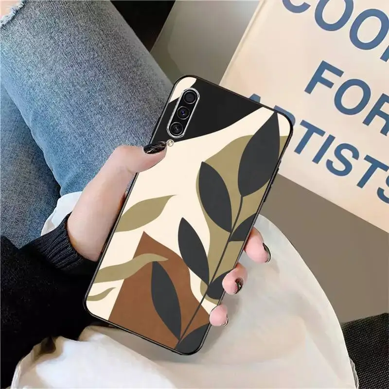 

Art Retro Abstract Geometry leaves Phone Case For Samsung galaxy S 9 10 20 A 10 21 30 31 40 50 51 71 s note 20 j 4 2018 plus
