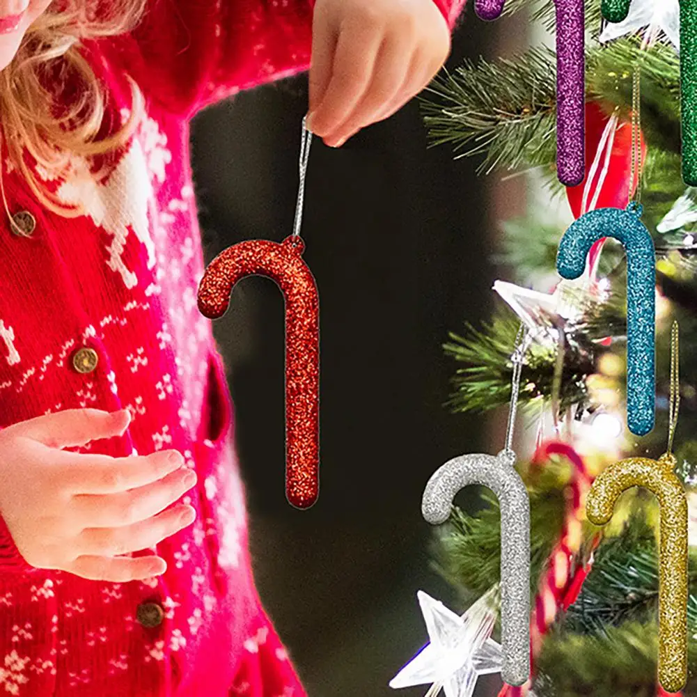 

Portable 6Pcs/Set Convenient Cute Cane Shape Christmas Decor PVC Christmas Ornament Exquisite for Party
