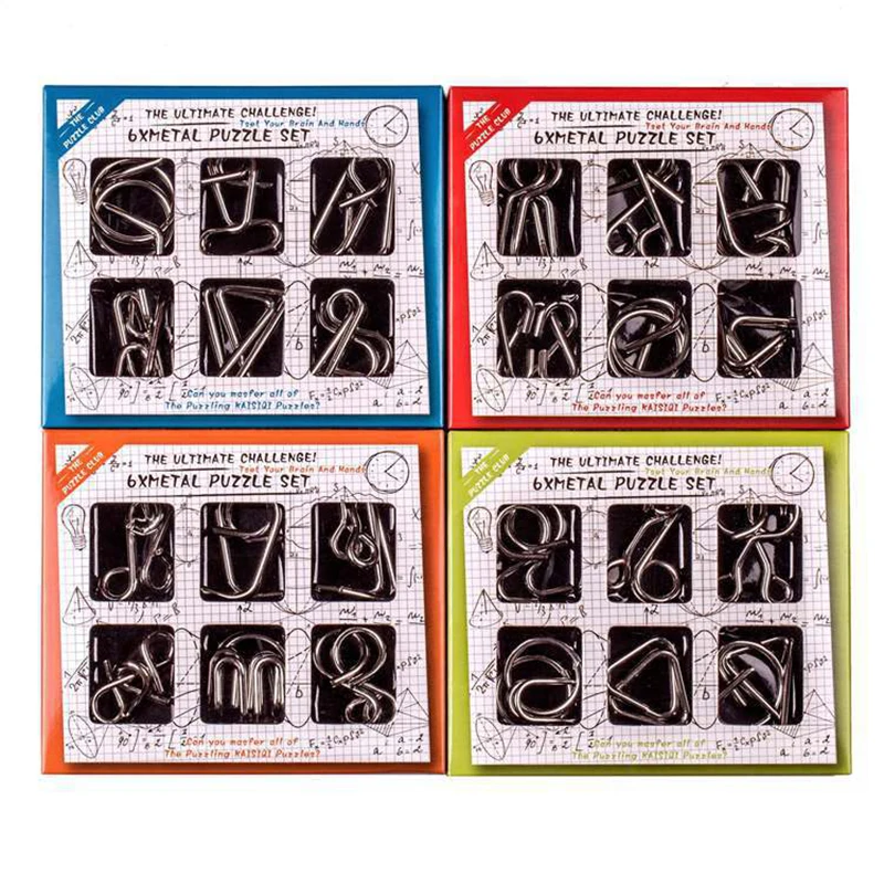 Игрушки подарочной коробки 6 металлических пазлов проволока великая Древняя