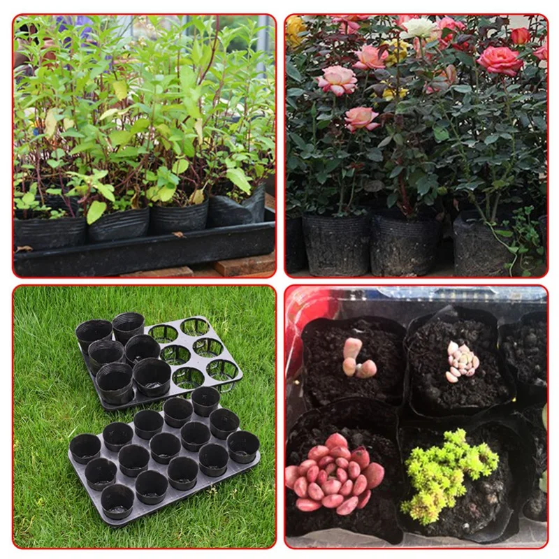 

Hot SV-100Pcs Nursery Pot Plastic Plant Propagation Container Grow Bag Garden Supplies 15cmX15cm