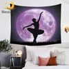 BlessLiving Ballet Wall Hanging Giant Purple Moon Tapestry Dancing Girl tapiz 150x200cm Galaxy Night Sky Elegant Wall Carpet 1