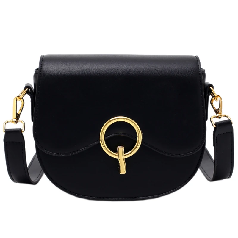 

Solid color Saddle bag 2021 Fashion New High-quality PU Leather Women's Designer Handbag Vintage Shoulder Messenger Bag Purses