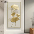 Картина на холсте с золотым изображением гинкго билоба, современный роскошный настенный постер с изображением растений, для гостиной, офиса, украшение для дома
