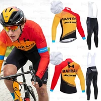 bahrain long sleeves cycling team jersey mens quick dry bike bib pants set ropa ciclismo bicycling maillot clothing shorts suit