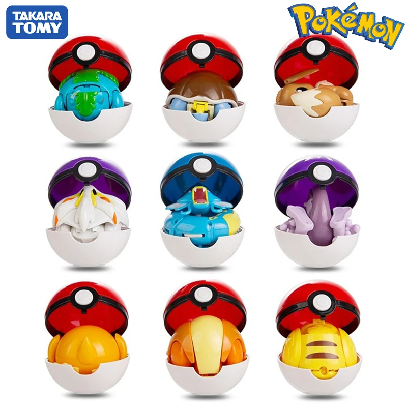 

Genuine Anime Pokemon Pokeball Action Figure Toy Set Pocket Monster Deformation Pikachu Eevee Model Pet Dolls Toys for Children
