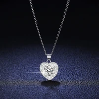 925 silver pendant 1 carat moissanite necklace women fashion heart pendant wedding jewelry