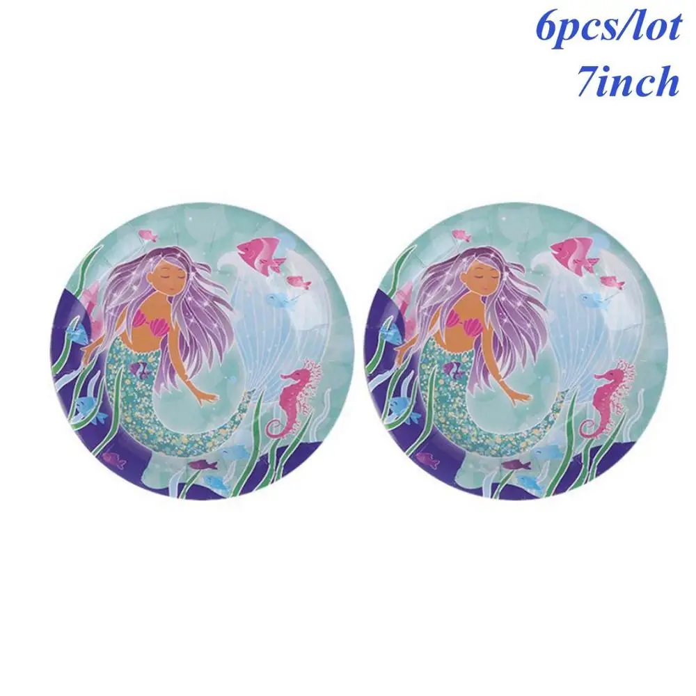 Mermaid 7inch Plates Taoup 1 шт. градиентный цвет блестки маленький брелок с хвостом русалки День Рождения Декор для девочек Дети Русалка тема украшения - Цвет: Mermaid 7inch Plates