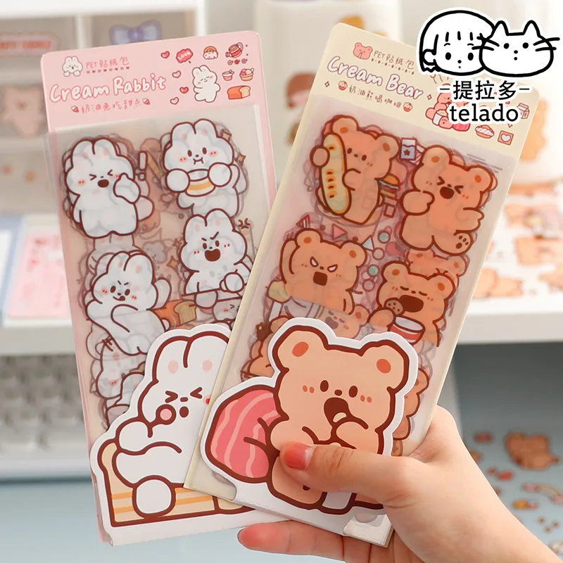 

10sets Kawaii Stationery Stickers Butter Bear and Rabbit Series Junk Journal Diary Planner Decorative Mobile Sticker
