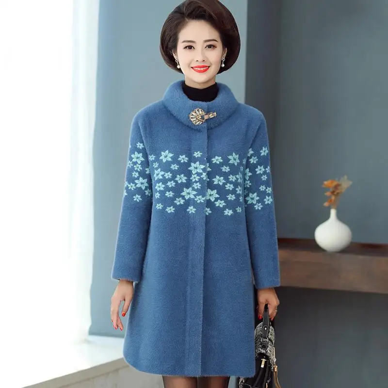 2020 Осень Зима Новое Женское пальто из искусственного меха норки среднего