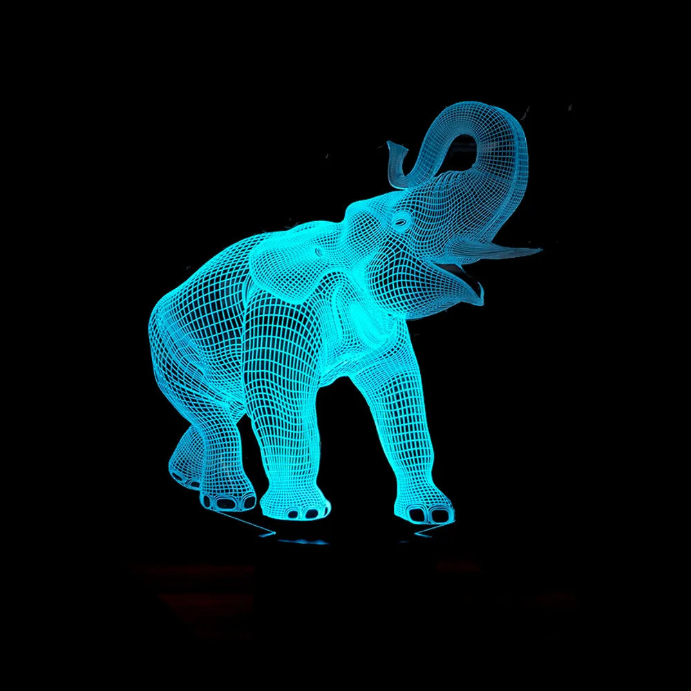 

New Elephant 3D Night Light 7 Colorful Touch LED Lamp Stereo Visual Gifts 3D Light Fixtures Luminaria De Mesa Table Lamp