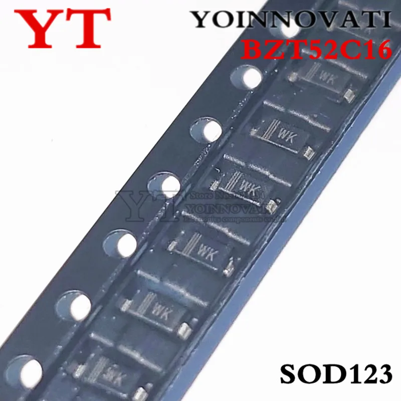 100 шт./лот BZT52C16 52C16 WK SOD123 IC новый оригинальный