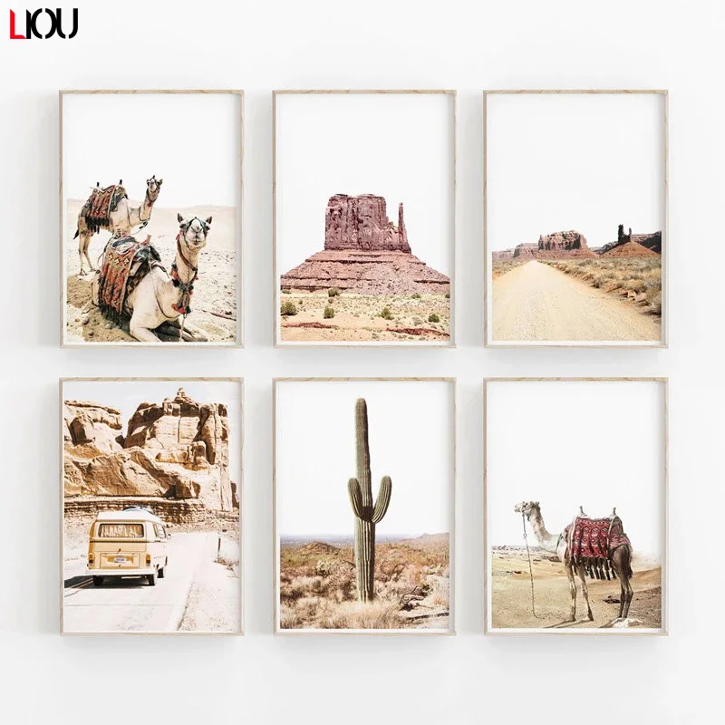 Картина на холсте С КАКТУСОМ пустыни художественный плакат в скандинавском