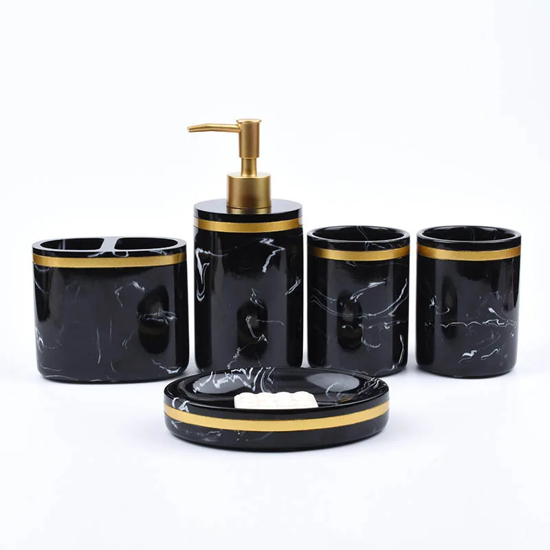 

Creative Marbling Sanitary Ware Five-Piece Washing Set Hotel Resin Bathroom Set Bathroom Supplies Kit