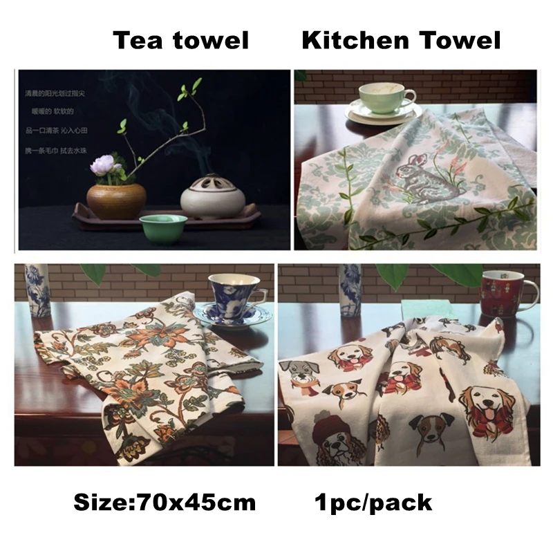 

70x45cm Kitchen Towel Pure Cotton Napkin Towel for Tea Room Thick Tissue towel Water Absorbent Tea Towel