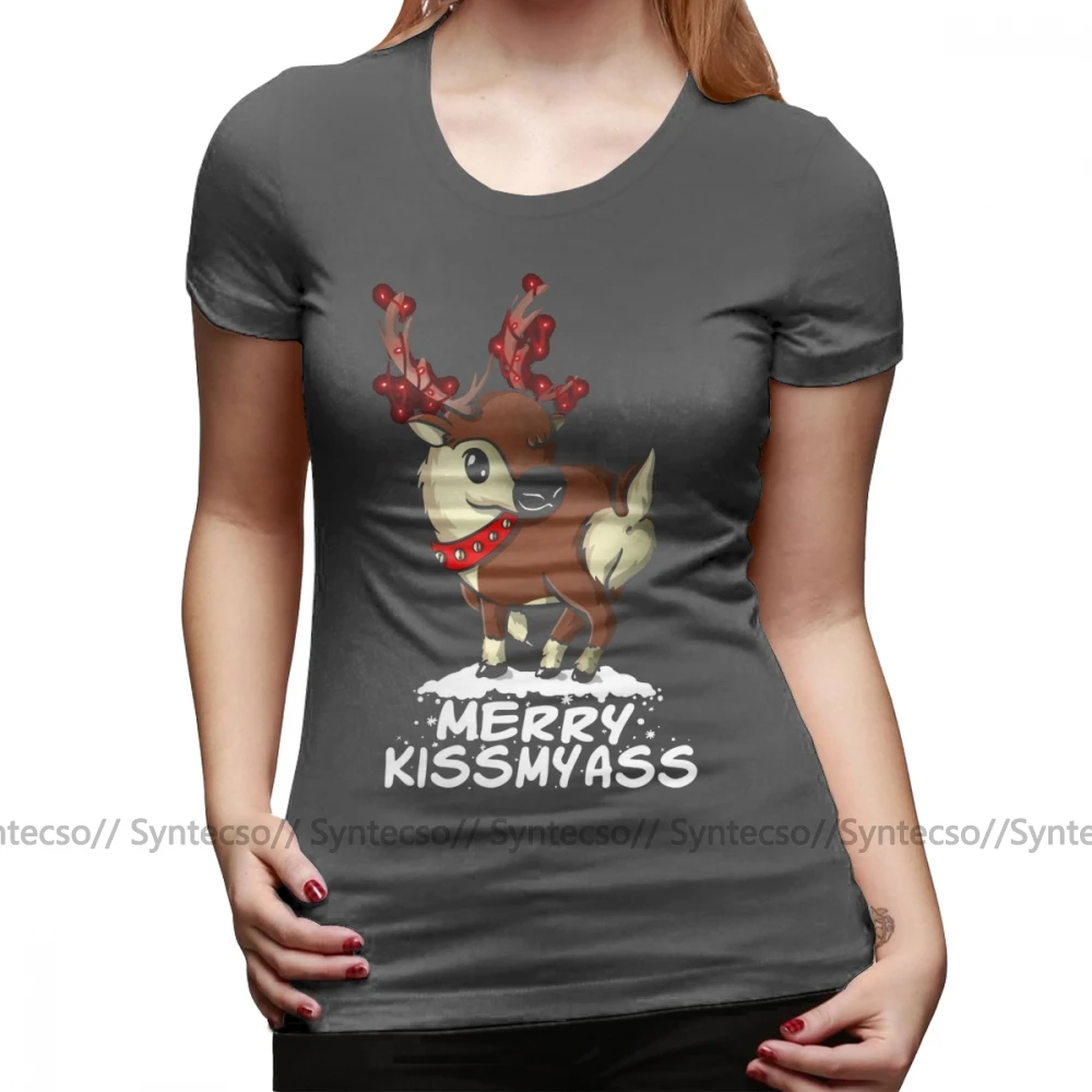 Футболка Kiss My Ass с надписью Merry простая серая женская футболка Повседневная