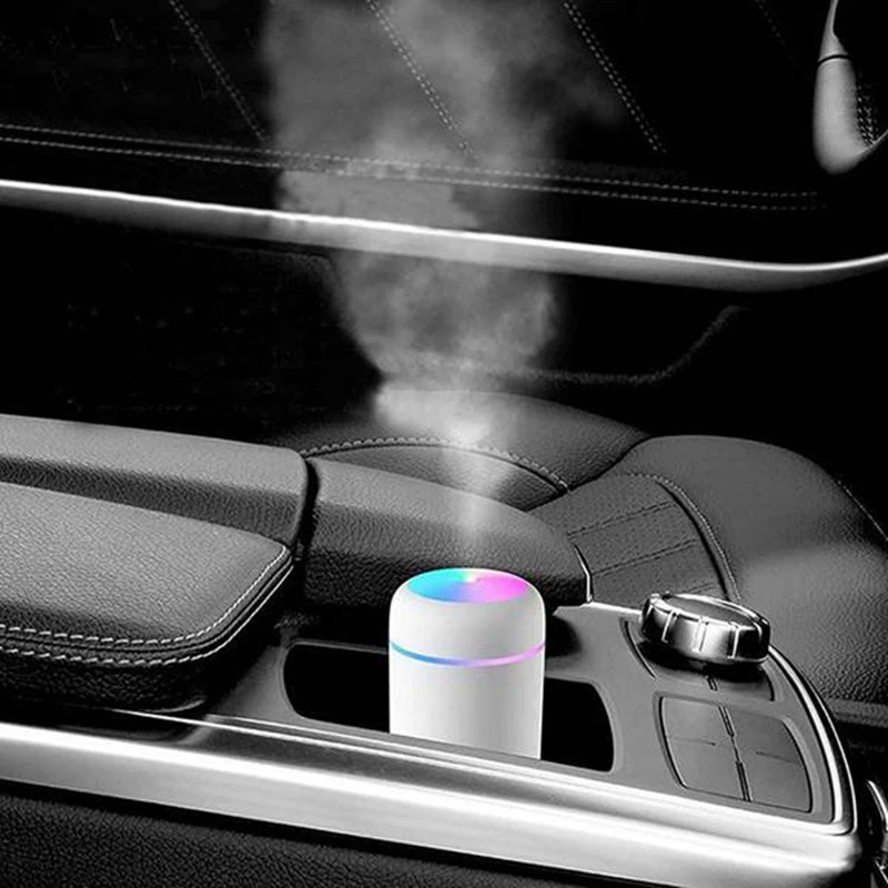 

Air Humidifier 300Ml Ultrasonic Aroma Essential Oil Diffuser Mini USB Cool Mist Maker with Colorful Light(White)