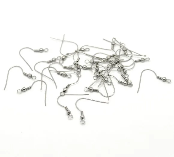 Серьги шампуры из нержавеющей стали сережки серебристого цвета 23 мм (7/8 &quot) x 22