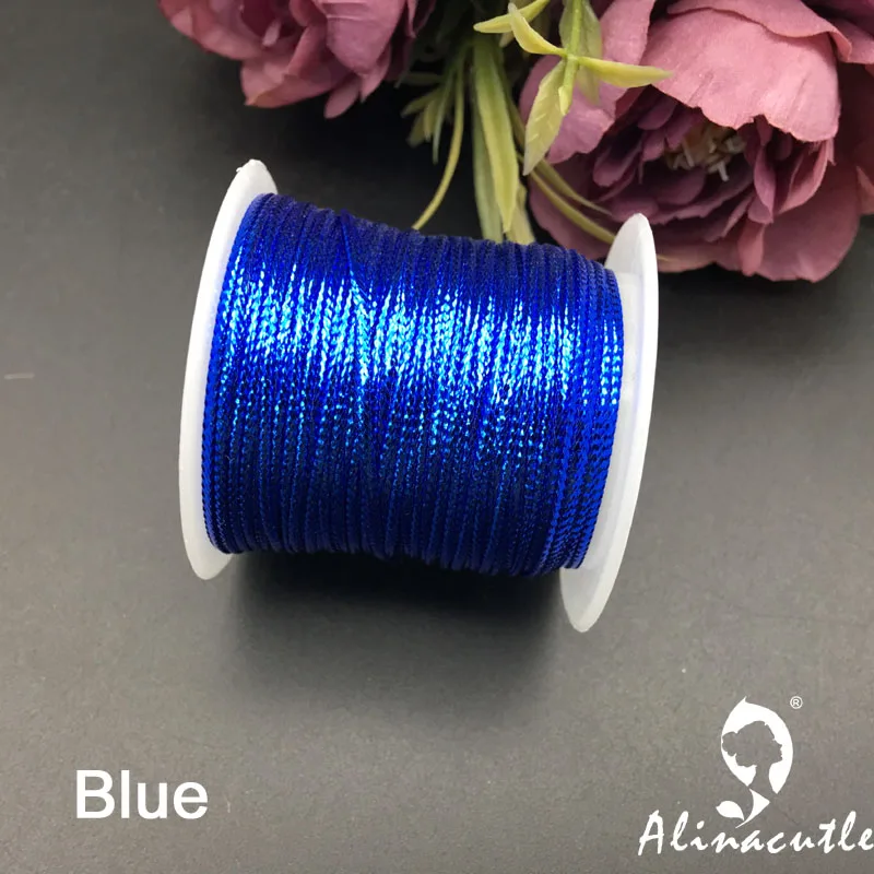 Blue 20 метров 1 мм канат Золотой Серебряный Красный шнур нить веревка шнур лента веревка бирка линейный браслет Изготовление Нескользящая одежда подарок деко - Цвет: Blue