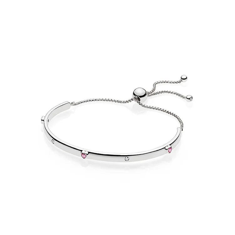 

S925 Sterling silver Sliding clasp retro Romantic Adjust Original Gemstone Bangles for Women charm beads Bracelets Jewelry gift