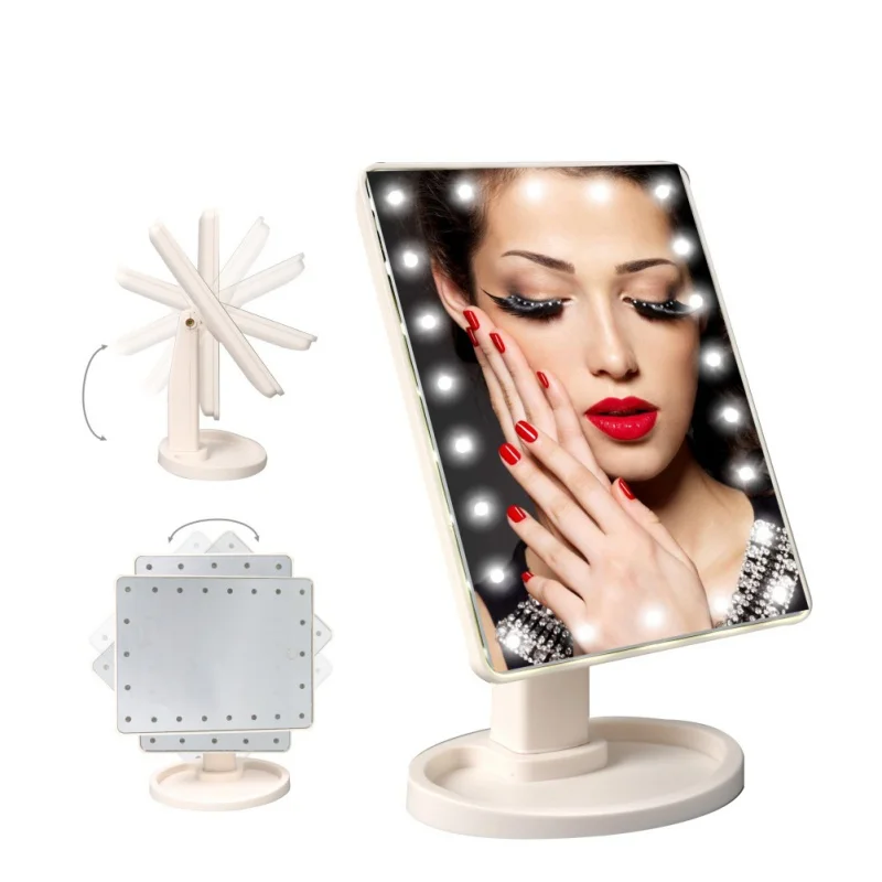 LED Touch Screen Makeup Mirror Professional Vanity Mirror With 22 LED Lights Beauty Adjustable 360 Countertop Degree Rotation