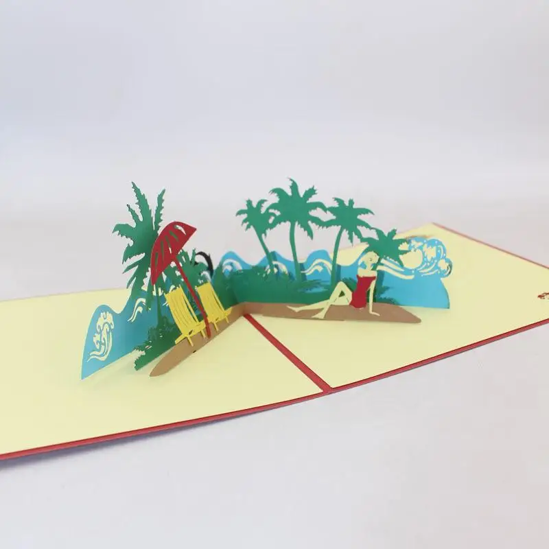 Творческие объемные поздравительные открытки деловые мужские и женские пляжные