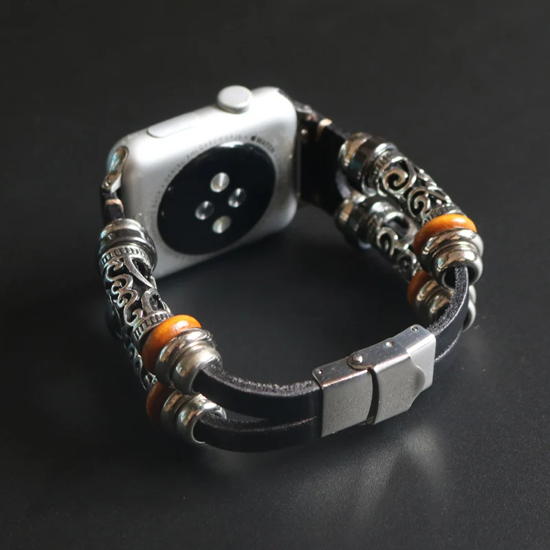 Резные металла чехол с Ремешок для наручных часов Apple Watch, версии 5 4 3 Ретро Браслет для наручных часов iWatch, 40/44/38 мм/42 мм аксессуары для бампера
