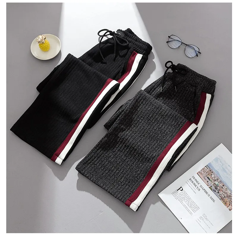 Женские прямые брюки на завязках JUJULAND повседневные свободные трикотажные с