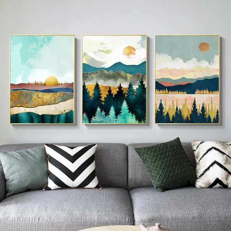 Абстрактный постер на холсте настенное искусство Горный пейзаж для гостиной