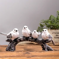 resin pastoral creative bird ornament office desktop crafts retro living room animal figurines home decoration furnishings