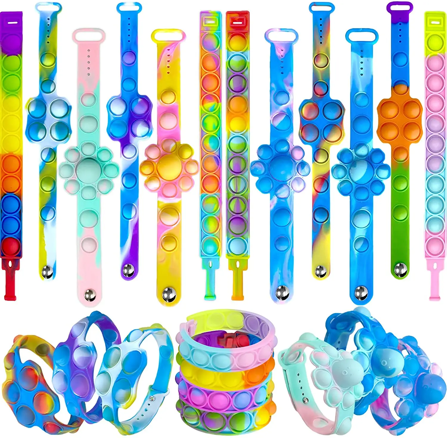 Pulsera Pop para ni&ntilde;os y adultos, brazalete de burbujas, usable, pulsera antiestr&eacute;s de Poppers, ayuda con autismo y TDAH-0