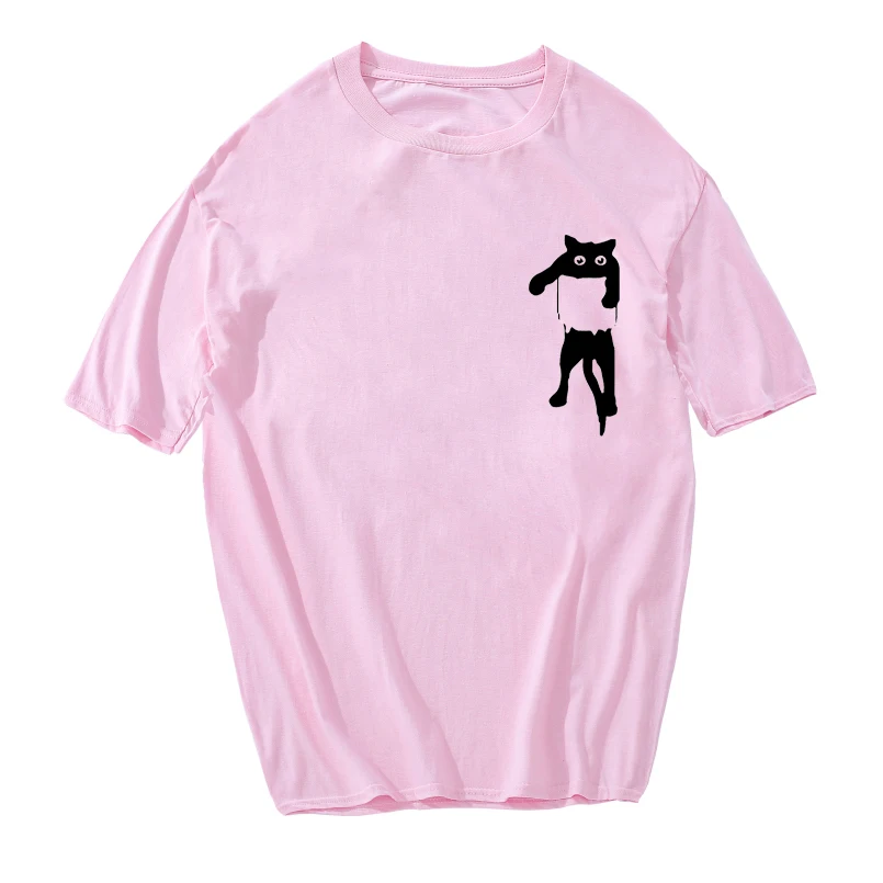 

Stange Cat Men Fashion Cool Tops 100% Cotton Casual Hip Hop Streetwear Kids Summer Aesthetic T-Shirt Oversize Punk Tees