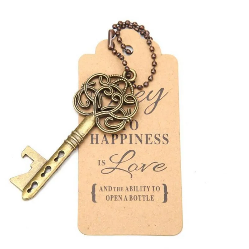 50 комплектов Свадебные сувениры ключ открывалка для винных бутылок органза