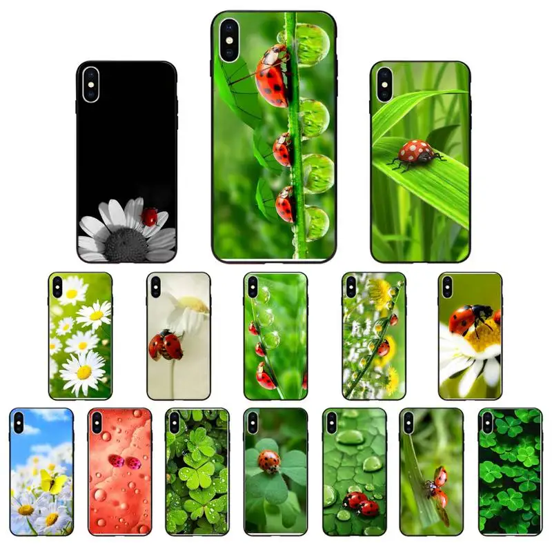 

leaf ladybug daisyPhone Case For iPhone 7 8 Plus X XS Max XR Coque Case For iphone 5s SE 2020 6 6s 11Pro 12 mini 12ProMax