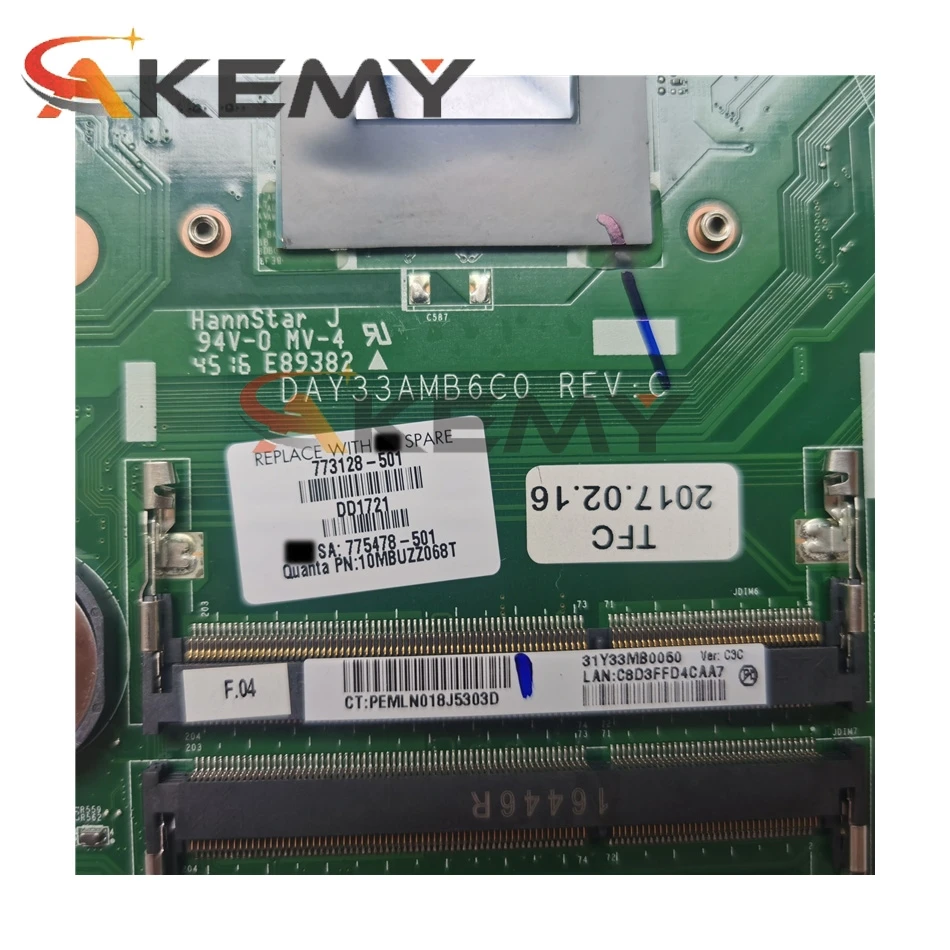 Материнская плата для hp for envy 17-k 17t-k m7-k 773128-501 775478-501 DAY33AMB6C0 i7-4710HQ работает хорошо и