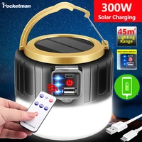 300w most powerful solarusb lamp bulb smart remote control camping light night light outdoor mobile lantern power bank function