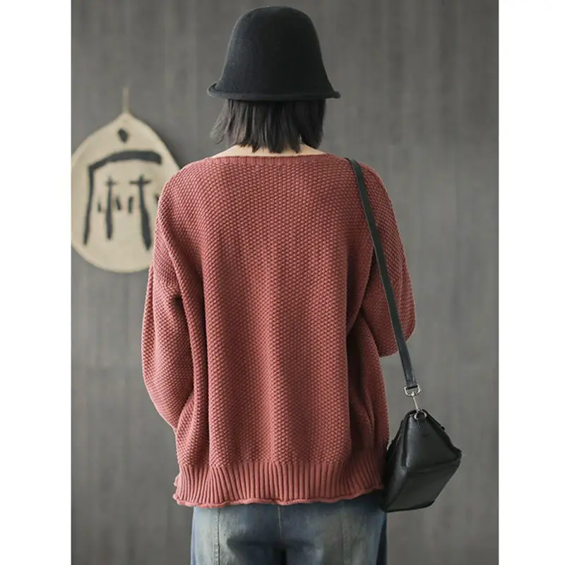 Осенне весенний женский свитер вязаный кардиган короткий литературный стиль