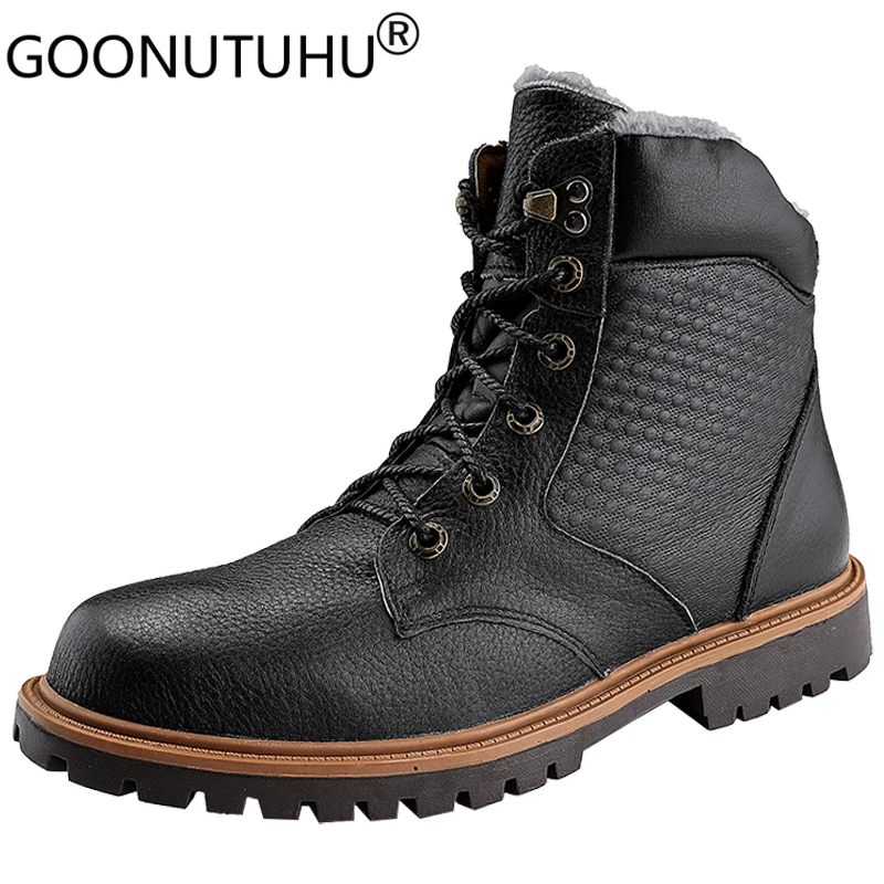 Мужские зимние ботинки Военная Повседневная обувь из натуральной кожи мужские