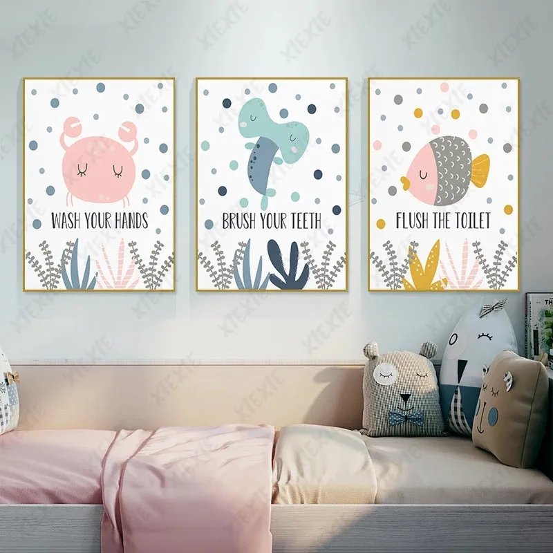 

Cartoon Fish Poster Canvas Painting Marine Life Fresh Wallpaper Nordic Style Printing Craft Home Bedroom Decoration