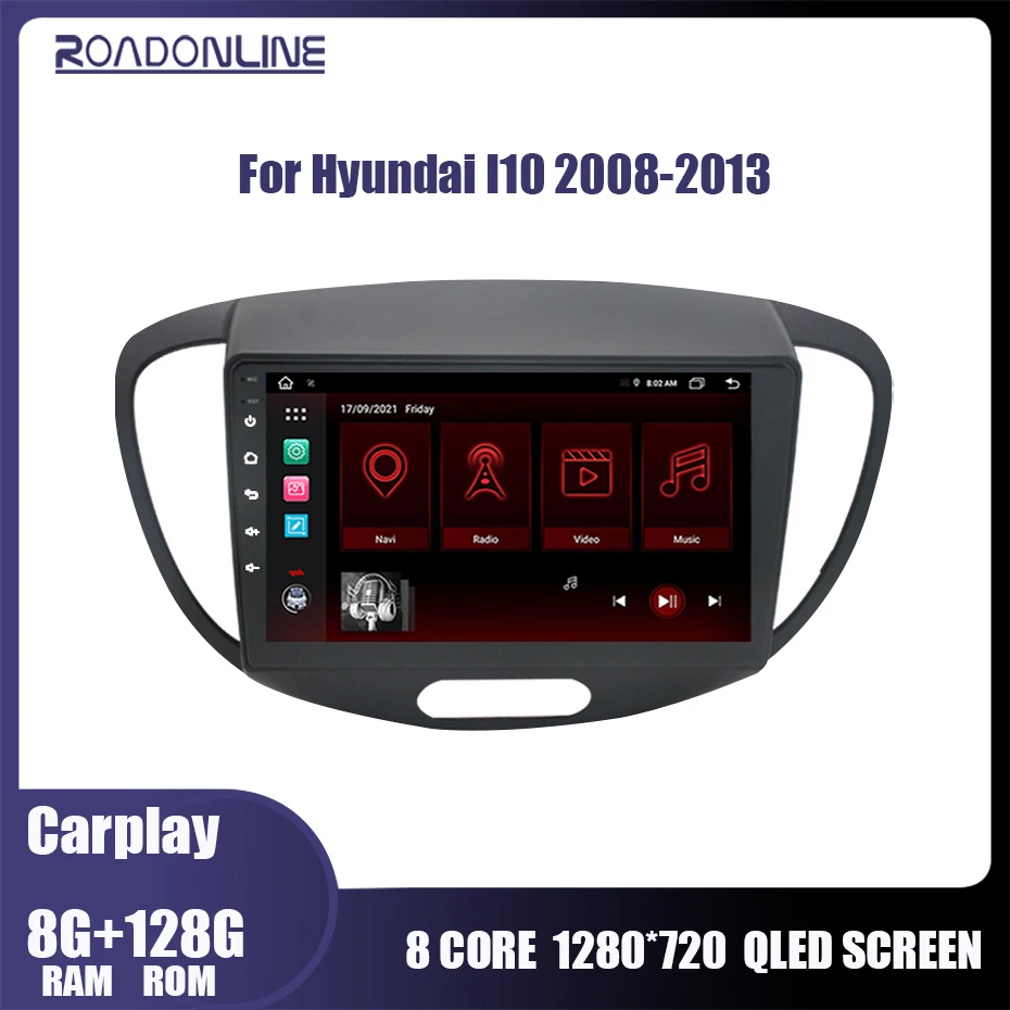 

8+256GB Android 10 Car DVD Player For Hyundai Grand I10 2008-2013 Radio GPS Navigation CarPlay WIFI IPS Multimedia