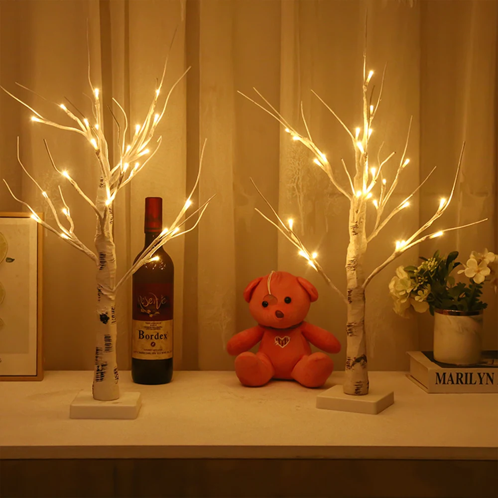 Белая Рождественская елка с подсветкой мини-елка из березы 24 светодиодами