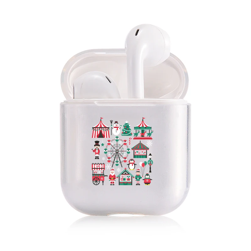 Чехол для наушников с рождественской елкой Apple airpods Модный чехол Санта Клаусом