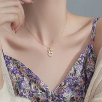 pendant necklace jewelry fashion bear necklace for women zircon inlaid with pearl collares gold chain top grade quality gift