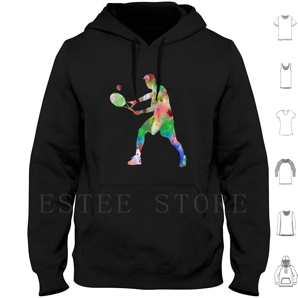

Male Tennis Player Hoodie Long Sleeve Male Tennis Player Tennis Player Sport Male Tennis Player Watercolor Watercolor