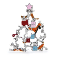 wulibaby vintage christmas cat deer animal brooches for women men new year accessories brooch pin gifts