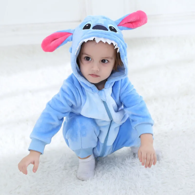 Новорожденный Младенец в виде персонажа Блю ститча Пижамы для девочек и