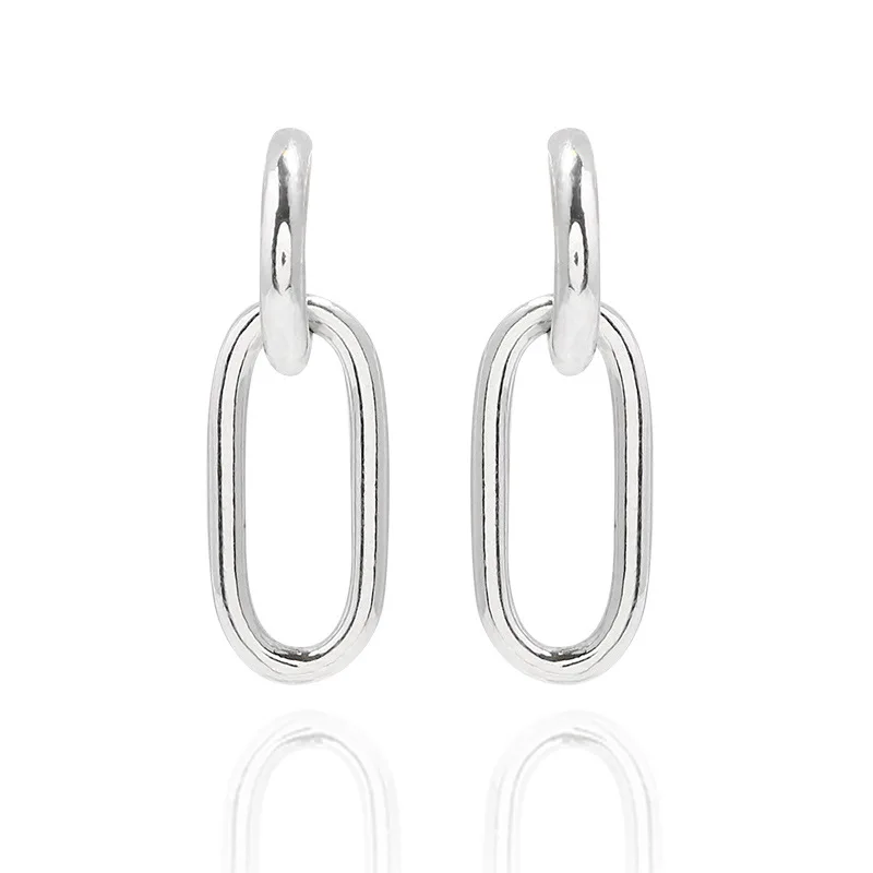 

Fashion Jewelry Women Earrings Metal Silvery Plating 2021 New Design Geometric Dangle Earrings For Pretty Womans Gifts