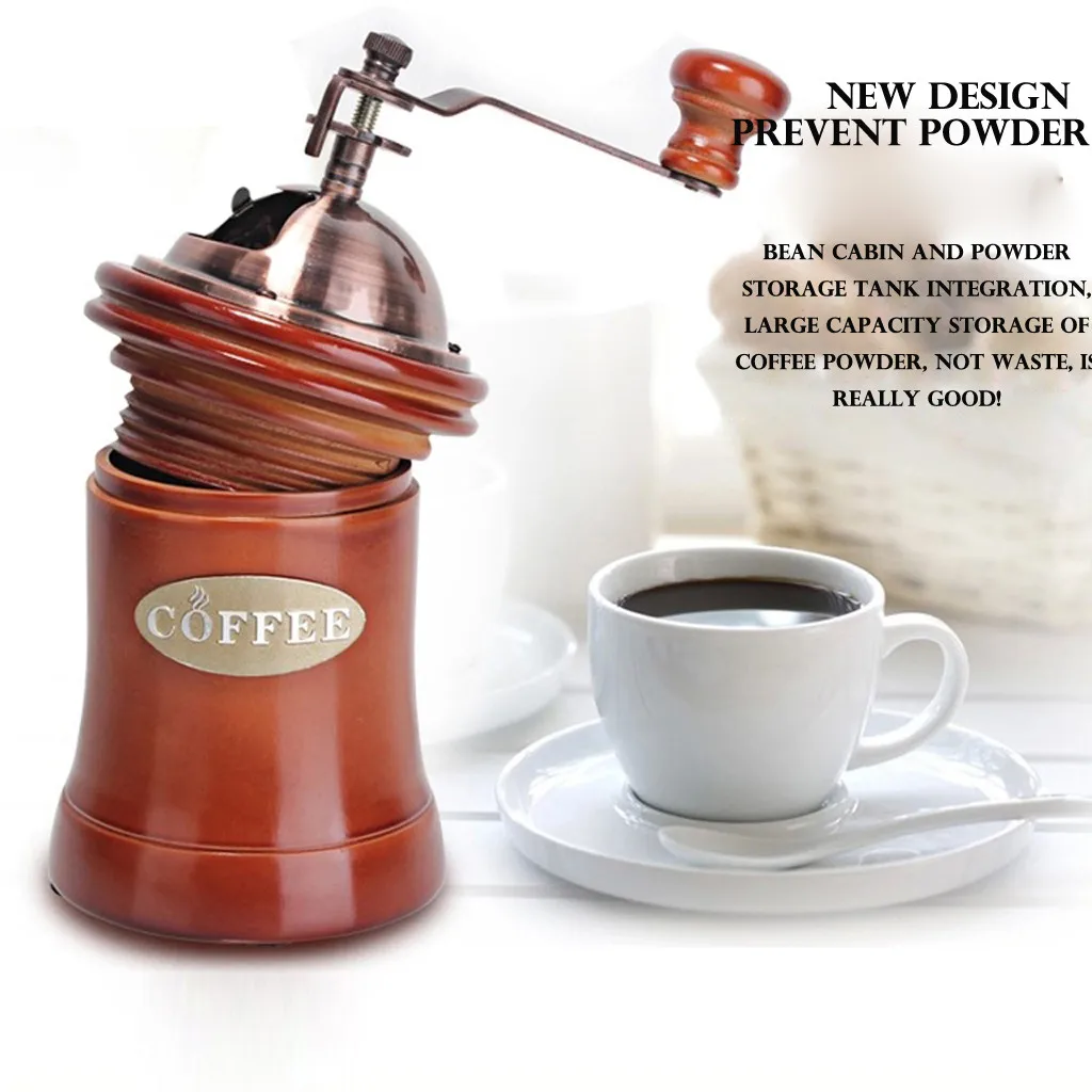 Высококачественная классическая деревянная ручная кофемолка ручной работы из