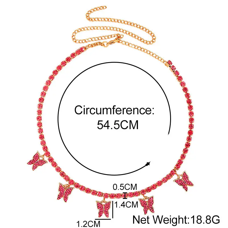 

Fashion Metal Butterfly Choker Necklace for Women Bling Rhinestone Clavicle Tennis Chain Necklace Statement Party Jewelry Gift